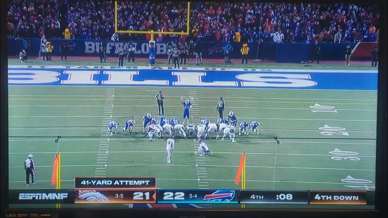 Buffalo Bills 12 men on field penalty on Denver Broncos missed field