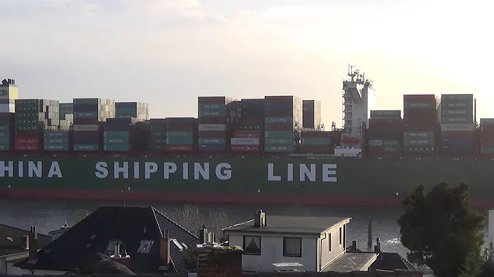 World's biggest container ship CSCL GLOBE leaves Hamburg