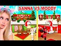 IamSanna Vs Moody NEW 20 Minute *Christmas* House Build Challenge In Bloxburg (Roblox)