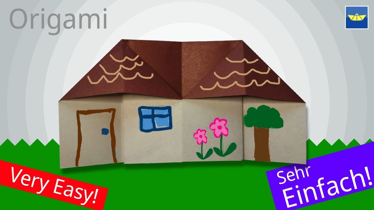 Origami Haus falten : basteln mit kindern - Bastelideen : Origami House for  Kids | 집종이접기 | 折り紙家 - YouTube