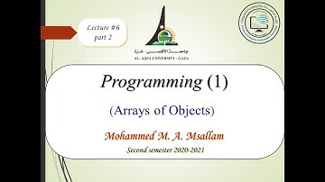 Lecture #6:  Chapter 7 (Arrays of Objects) Part 2