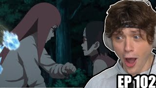 SARADA AND KARIN VS CURSE MARK! || Boruto REACTION: Episode 102