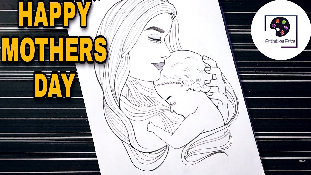 Happy Mothers Day Drawing Drawing Pencil Drawing Very Easy