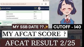 MY AFCAT SCORE CARD ✨️😊 SSB DATE AFCAT RESULT 2/2025 || AFCAT official RESULT || AFCAT cutoff 2/2025