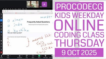 ProCodeCG Kids Weekday Coding Class - Thursday - 9 Oct 2025