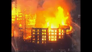 A fire at an oakland, california construction site forced evacuations
of nearby buildings. officials say large crane on is in danger
collapsing. (j...