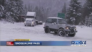 VIDEO: Conditions at Snoqualmie Pass a mess