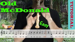 Old McDonald - Tutorial flauta con partitura | Karaoke instrumental