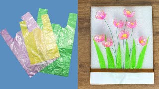 How to make flowers with plastic bags in the trash