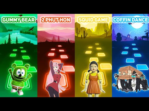 Gummy Bear vs 2 Phut Hon vs Squid Game vs Coffin Dance - Tiles Hop EDM Rush