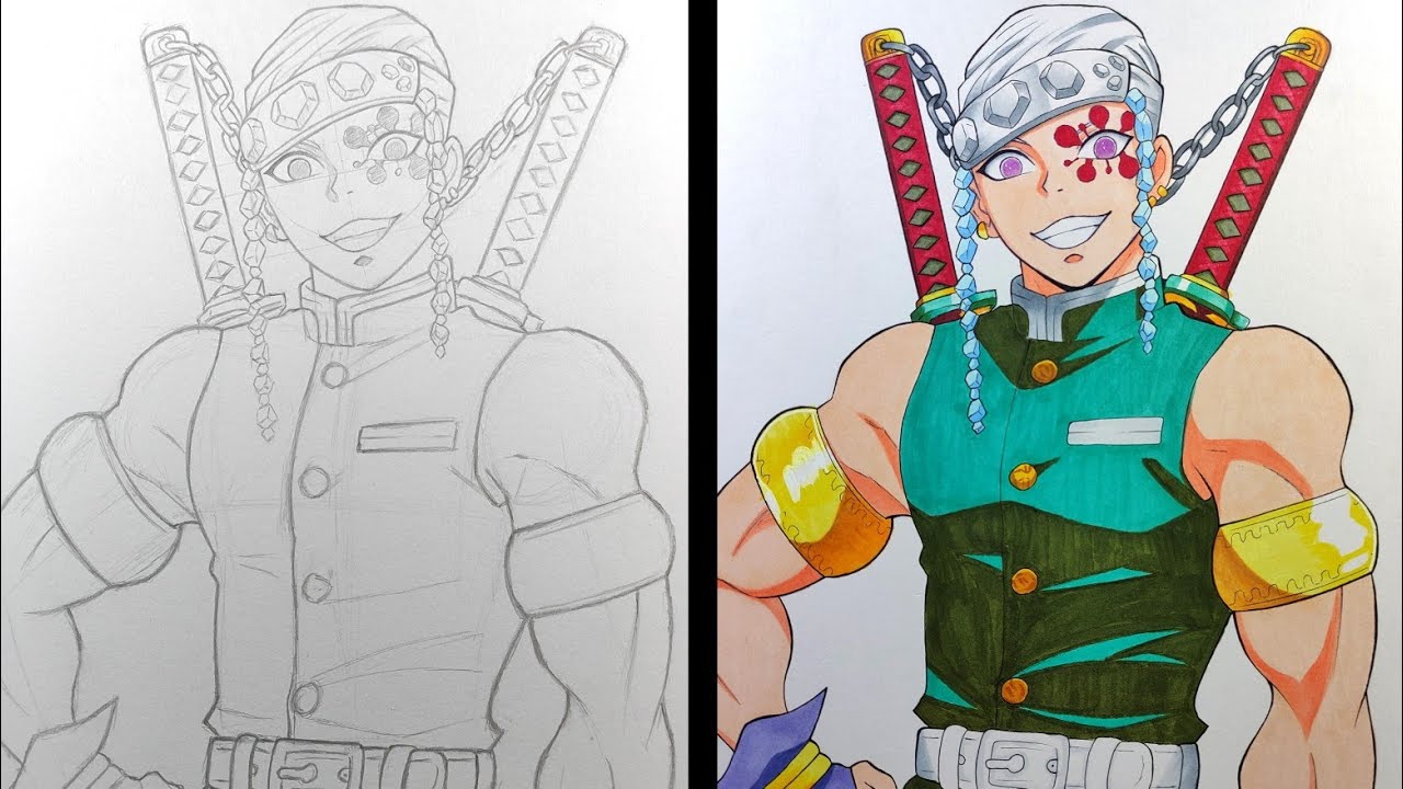 Drawing UZUI TENGEN - Demon Slayer, DICAS de Desenho que vão te fazer  Evoluir