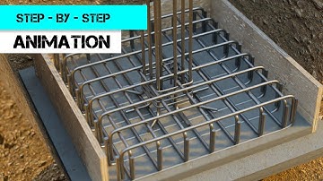 Centered Column - Isolated Footing Reinforcement  (step by step construction animation)