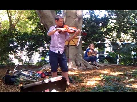 Emma busks for the Queensland Floods - Hyde Park, ...