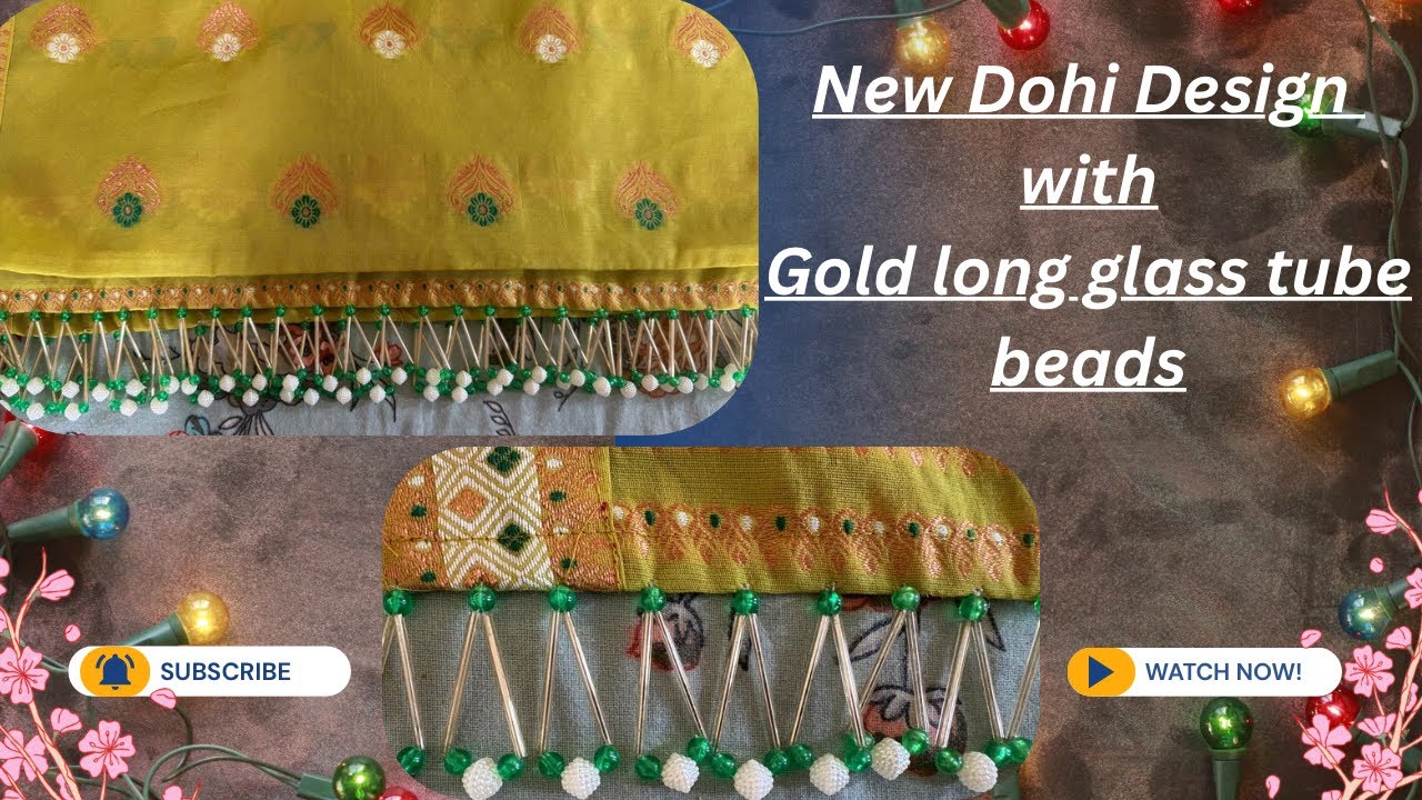New dohi gutha design#Gold long glass tube beads#assamesemekhelachador#dohi gutha#assamesevlog#assam