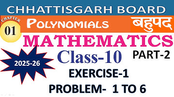 cg board class 10 mathematics chapter 1 exercise 1 polynomial