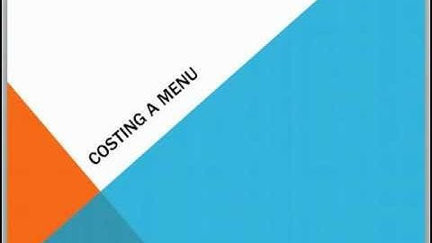 How to Cost a Menu Part 3 - Restaurant Advice