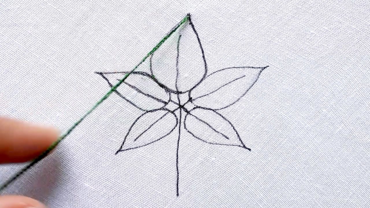Hand embroidery brazilian leaf design tutorial | Leaf Design - YouTube