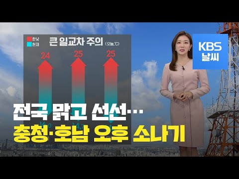 [날씨] <strong>전국</strong> 대체로 맑은 날씨…오후 충청, <strong>호남</strong> 곳곳 소나기 / KBS뉴스(News)
