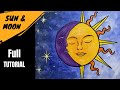  ep122 boho sun  moon easy acrylic painting sun and moon face tutorial