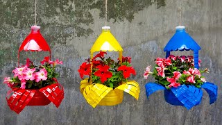 Unique Garden | Recycle Plastic Bottles into Flower Pots Hanging Upright For Wall