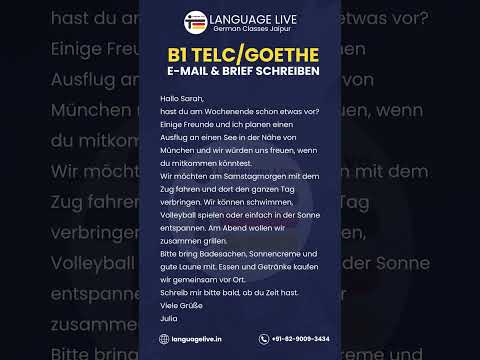 B1 Telc-Goethe E-Mail & Brief schreiben | German Exam writing Part - Video 7 | German learning Video