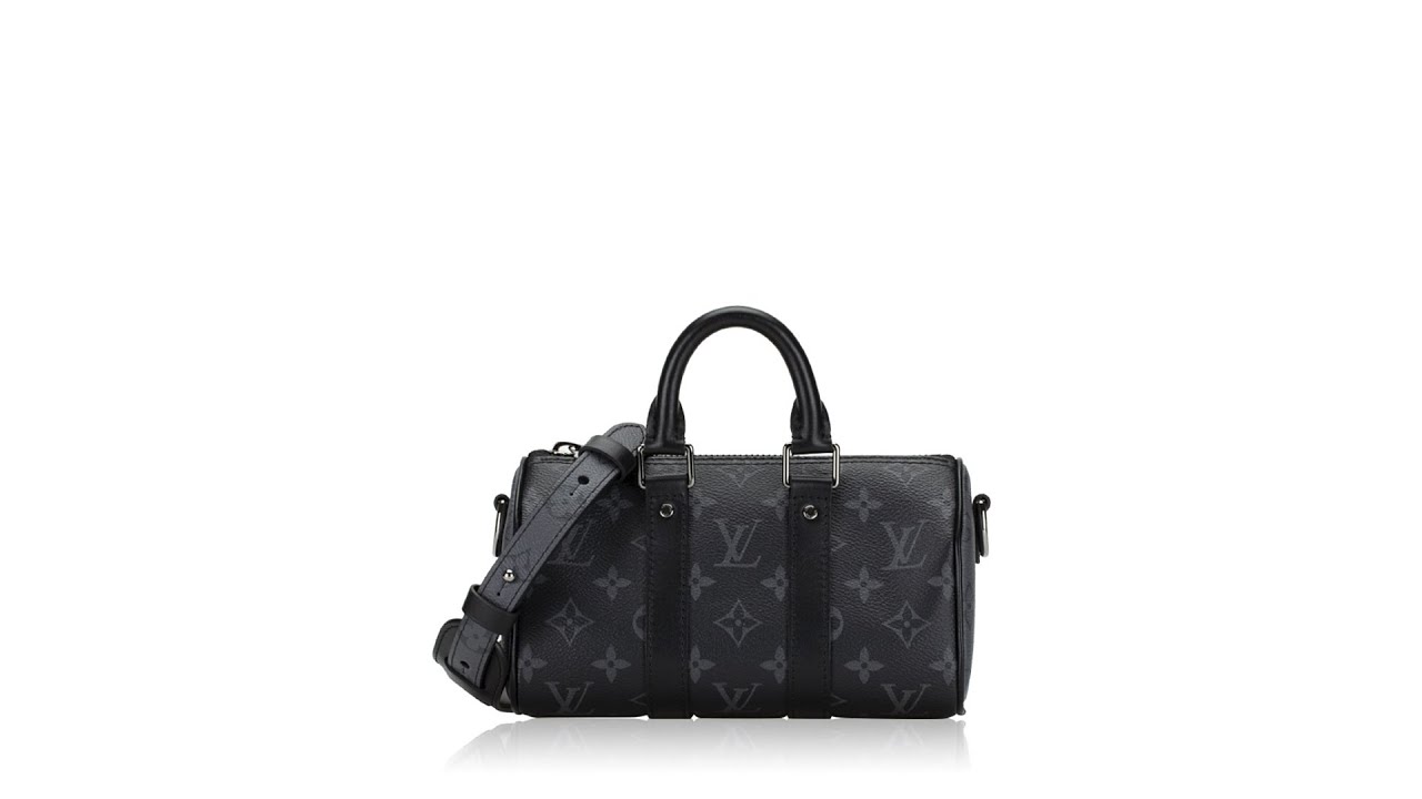 Authentic Louis Vuitton Monogram Eclipse Mini Keepall Bandouliere 25 M46271