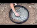 Great creative cement ideas with Bicycle tires - Innovation for your garden design - Diy flower pots