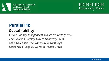 University Press Redux 2024: Parallel 1b: Sustainability (audio file)