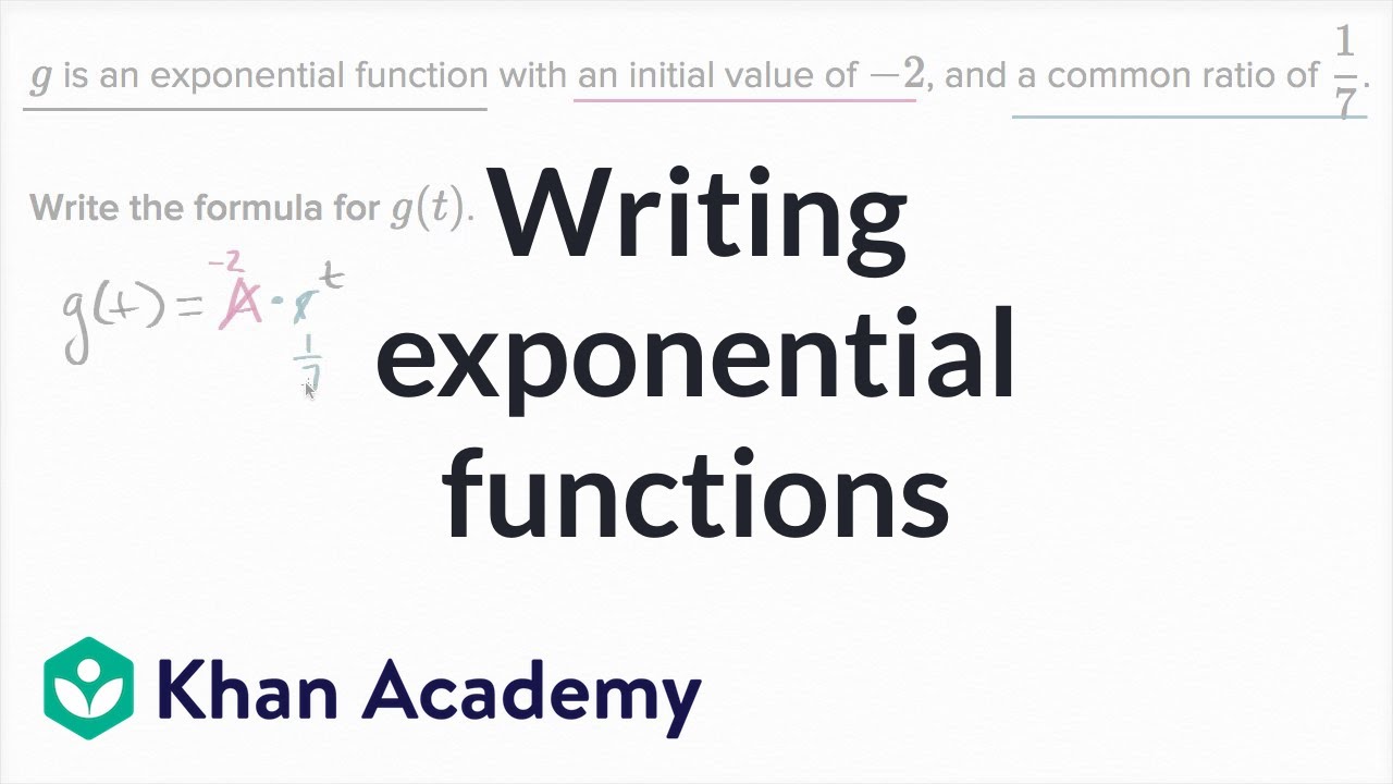 Writing exponential functions  Algebra (video)  Khan Academy