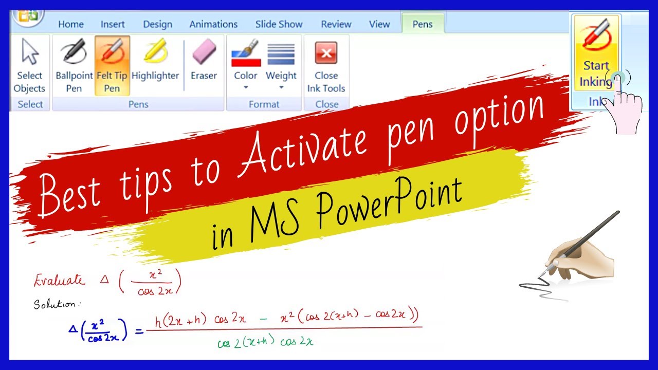 Annotate PowerPoint slides using pens tool 