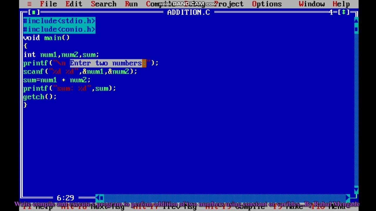 C language program to add numbers - YouTube