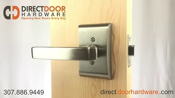 Emtek Geneva Lever with Neos Rosette in Satin Nickel