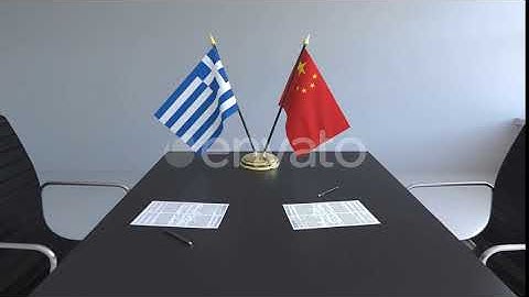 Flags of Greece and China and Papers on the Table | Motion Graphics - Envato elements