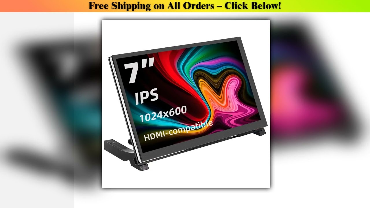 7 Inch Portable Display IPS LCD Capacitive Touch Screen 1024x600 Monitor Optional Speakers for