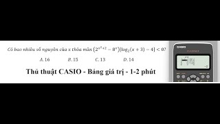 Thủ thuật CASIO: Có bao nhiêu số nguyên của x thỏa mãn (2^(x^2+2)-8^x )[log_2⁡(x+3)-4]≪0?