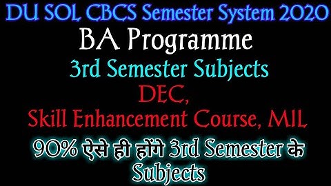 du sol 3rd semester syllabus! BA Programme! Sol Third Semester Subjects 2020