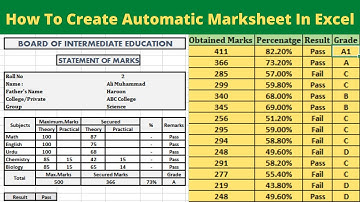 Marksheet In Excel|| How to Create Automatic Marksheet||How to Make Marksheet In Excel.