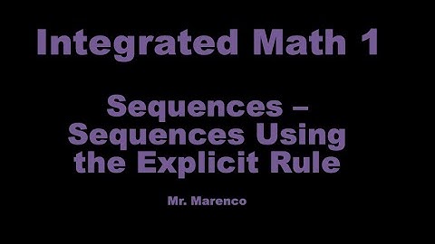 IM1 - Sequences - Sequences Using the Explicit Rule