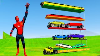 GTA 5 Super Hero in Work, Loading Trucks & Super Cars, , Bugati, BMW, Lamborghini Into Big Truck