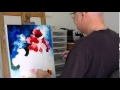 Leonid afremov making a painting of flowers