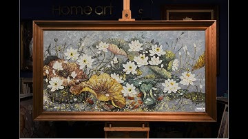 Tranh Sơn Dầu Hoa Sen Hiện Đại - Tranh  Phong Thủy Cứu Ngư Quần Hội