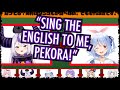 Laplus and pekora being comedians in the hololive game of english telephone