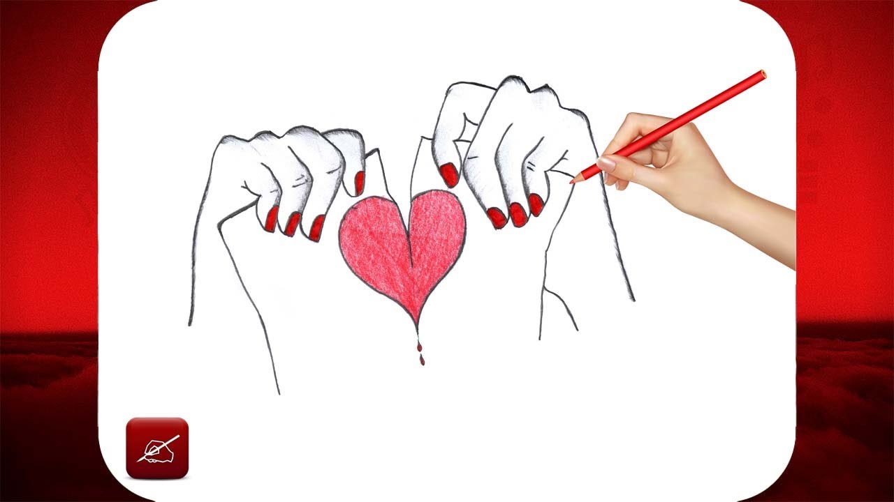 Heart Break Drawing - Broken Heart Drawing Easy - Step by Step - YouTube