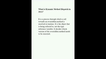 What is Dynamic Method Dispatch in Java? #javainterviewquestionsanswers