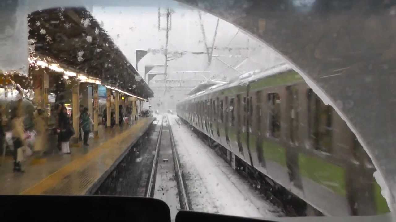 雪の東京 山手線の外回りで一周 東急東横線立体交差 Snow In Tokyo Bomb Cyclone Around The Yamanote Line Youtube