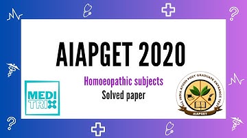 AIAPGET 2020 | Homoeopathy | Solved paper | Part 2 | MD Hom | AYUSH | Post Graduate |