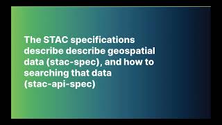 Overview: SpatioTemporal Asset Catalogs (STAC)
