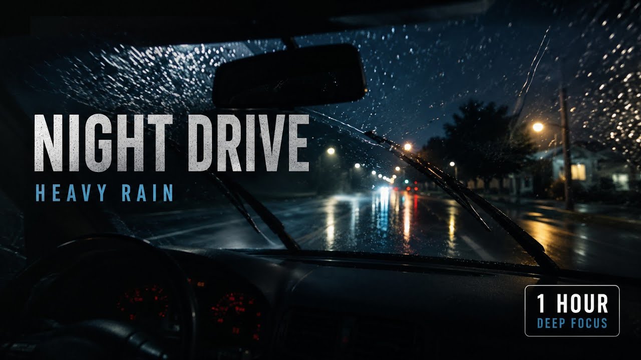ADHD Night Highway Drive in Heavy Rain (1 Hour) 🌧️ Deep Focus & Anxiety ...