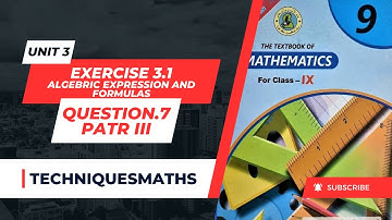 Class 9 Unit 3 Algebraic Expression and Formulas Exercise 3.1Question.7(III)@techniquesmaths1465   ​