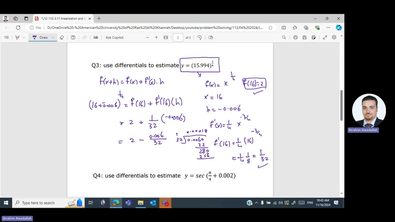 3.11 linearization and differential lecture 12 American university of Ras al-Khaimah